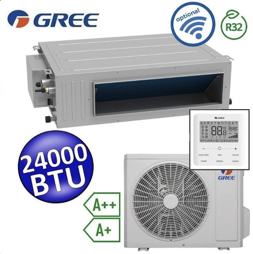 [cassette 24] 65m² - Gree R32 24000 Btu canalizado